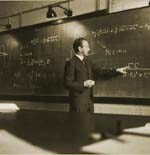 Werner Heisenberg at chalkboard - Photo courtesy of Jochen Heisenberg