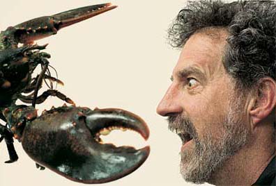 Winsor Watson faces a lobster