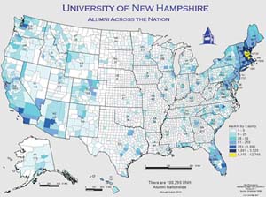 UNH alumni population map