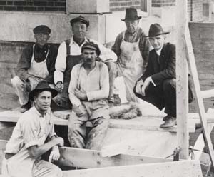 Huddleston with workers