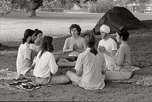 Savak Singh and yoga students